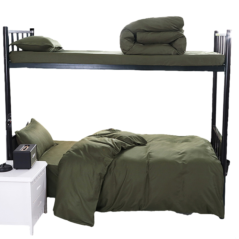 三极 TP2828  单人全棉 六件套（床单+被套+枕套+热熔棉被芯+热熔棉褥子芯+枕芯） 军绿色