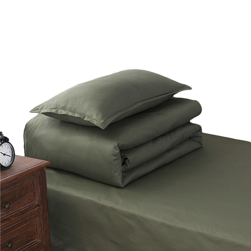 三极 TP2826  宿舍单人军绿色全棉 三件套 亚光