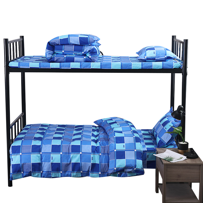 三极 TP2854  全棉40纱支床上用品六件套（床单+被套+枕套+棉花被芯+棉花褥子芯+枕芯） 学生格