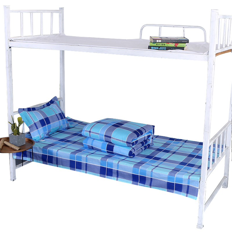 三极 TP2854  全棉40纱支床上用品六件套（床单+被套+枕套+棉花被芯+棉花褥子芯+枕芯） 蓝大格