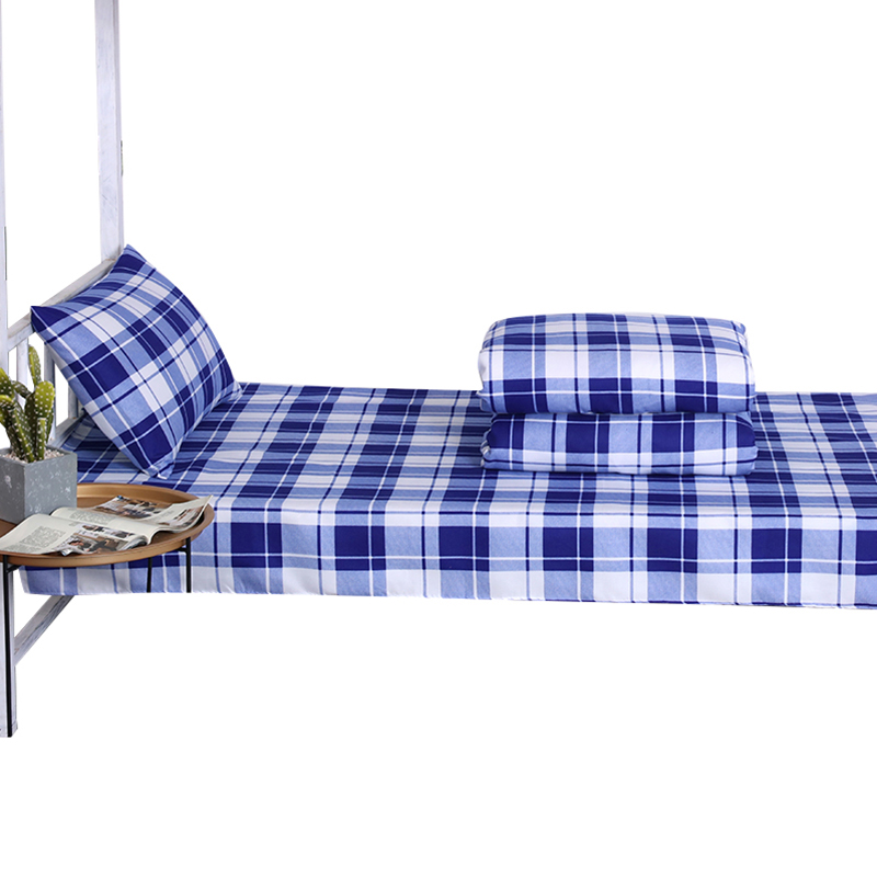 三极 TP2854  全棉40纱支床上用品六件套（床单+被套+枕套+棉花被芯+棉花褥子芯+枕芯） 蓝白格