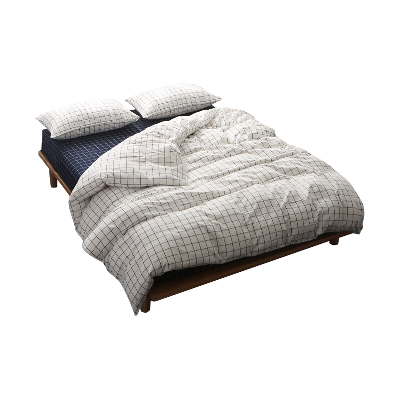 三极 TP2980  日式纯棉水洗棉格子四件套 1.5/1.8M 床单款 晚秋格