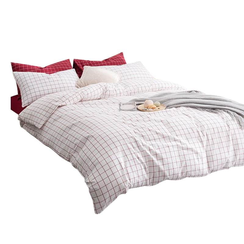 三极 TP2980  日式纯棉水洗棉格子四件套   1.5M 床笠款 初春格