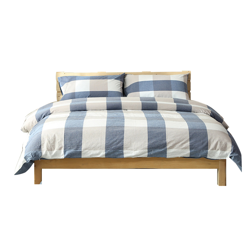 三极 TP2980  日式纯棉水洗棉格子四件套   1.8M加大 床单款 蓝大格