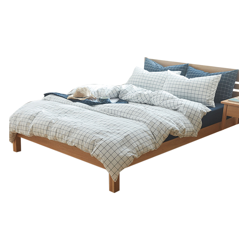 三极 TP2980  日式纯棉水洗棉格子四件套   1.8M加大 床单款 晚秋格