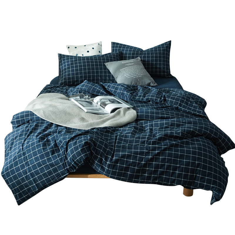 三极 TP2980  日式纯棉水洗棉格子四件套   1.8M加大 床笠款 暖冬格