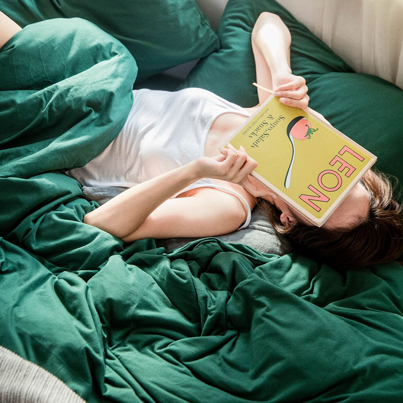 三极 TP2982  天竺棉日式纯色三件套 1.2m床单款 墨绿色