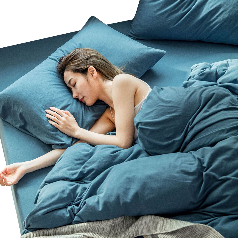 三极 TP2982  天竺棉日式纯色三件套 1.2m床笠款 海蓝色