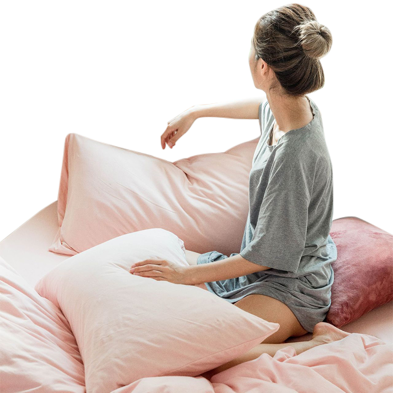 三极 TP2982  天竺棉日式纯色四件套 1.5m床笠款 浅粉色