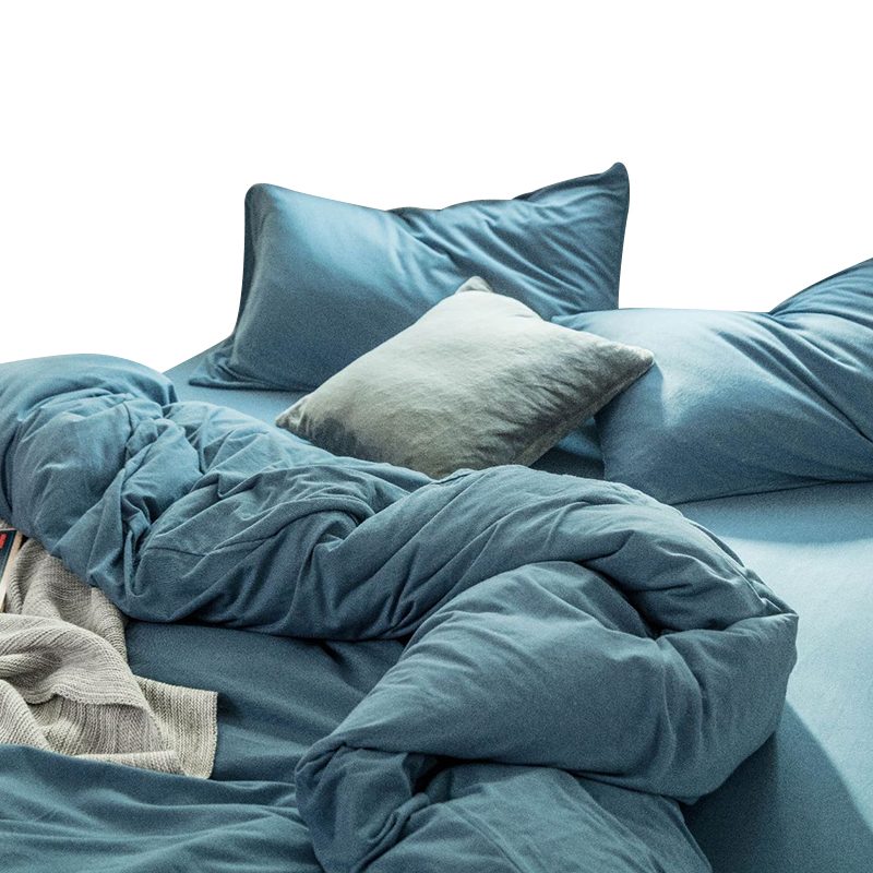 三极 TP2982  天竺棉日式纯色四件套 1.8m床笠款 海蓝色