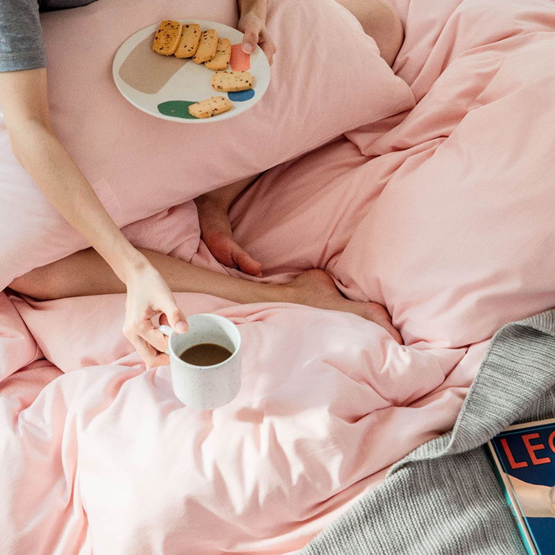 三极 TP2982  天竺棉日式纯色四件套 1.8m床笠款 浅粉色