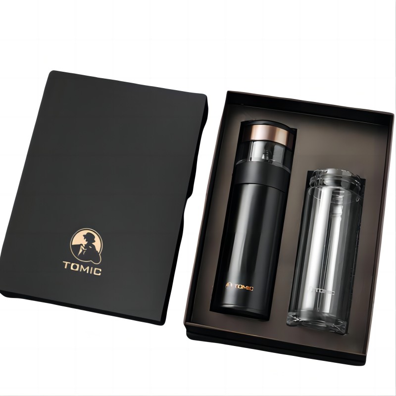 tomic特美刻陶瓷内胆保温杯男士高档茶水分离杯定制便携套装TW60059 单位：套 黑色
