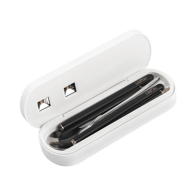 六竖学生筷子勺子套装便携餐具盒智能紫外线除菌餐具盒 白色