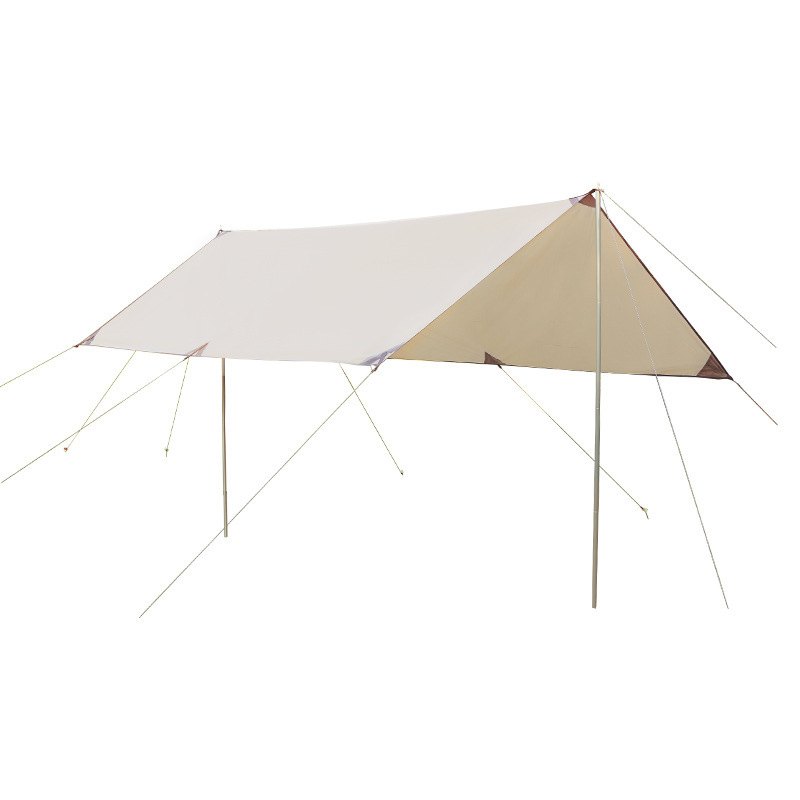 三极 TP2325  涤纶黑胶布天幕简易便携露营防雨防晒遮阳棚 米白色 4*3m方开形（含铁杆2根）