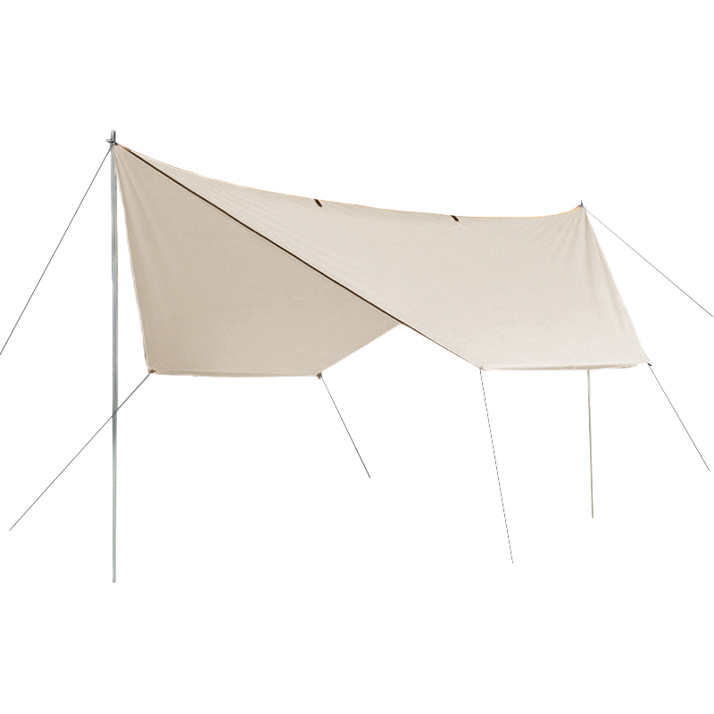 三极 TP2326 户外多功能六角天幕地席  350*290cm 天幕+撑杆(200cm/2组) 珍珠白