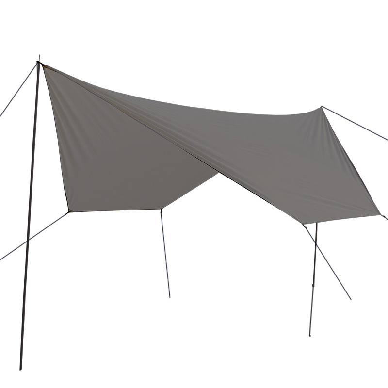 三极 TP2326 户外多功能六角天幕地席  350*290cm 天幕+撑杆(200cm/2组) 灰色