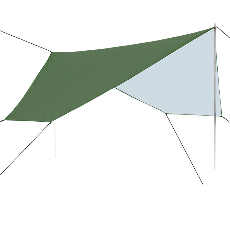 三极 TP2326 户外多功能六角天幕地席  350*290cm 天幕+撑杆(200cm/2组) 军绿涂银