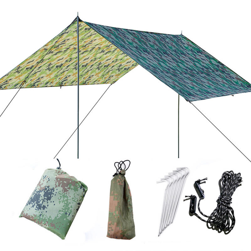 三极 TP2337 户外多功能天幕地席  天幕（300*290cm）迷彩色 天幕+撑杆(200cm/2组)