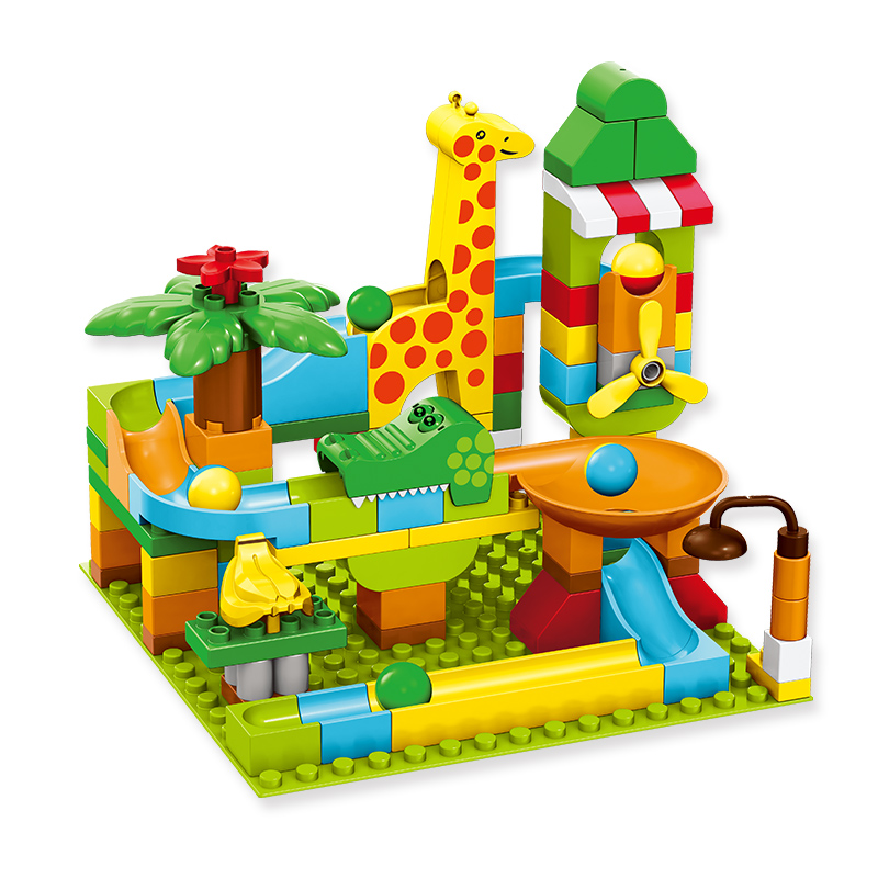 婴侍卫  滑道滚珠乐园积木套装（103块） 颜色随机
