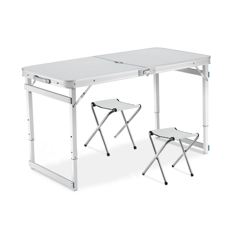 三极 TP5523  便携式户外桌椅   桌120*60*53/62/70cm  椅29*30*35cm（2椅) 白色