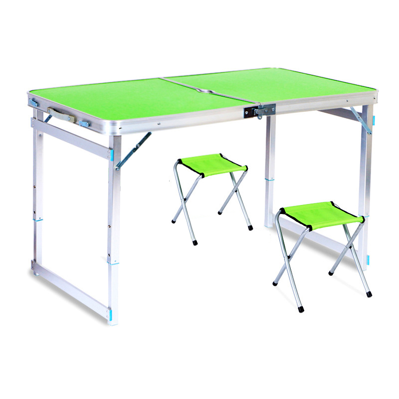 三极 TP5523  便携式户外桌椅   桌120*60*53/62/70cm  椅29*30*35cm（2椅) 绿色