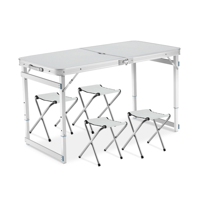 三极 TP5523  便携式户外桌椅  桌120*60*53/62/70cm  椅29*30*35cm（4椅) 白色