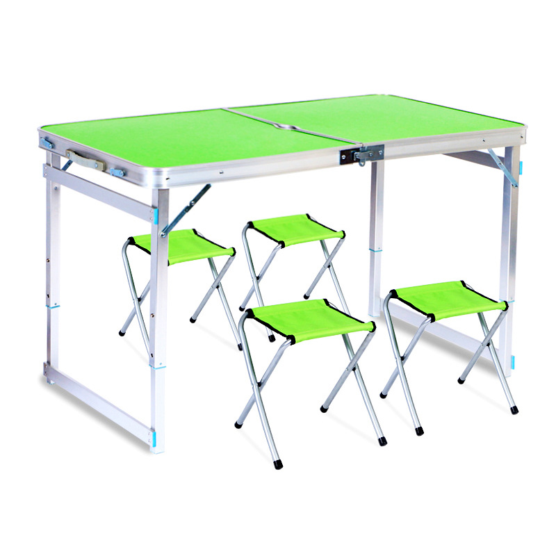 三极 TP5523  便携式户外桌椅  桌120*60*53/62/70cm  椅29*30*35cm（4椅) 绿色