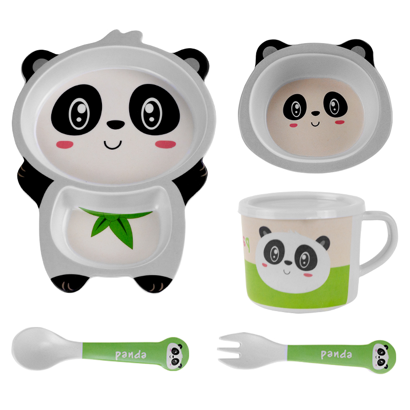 婴侍卫  熊猫儿童餐具五件套 图片色