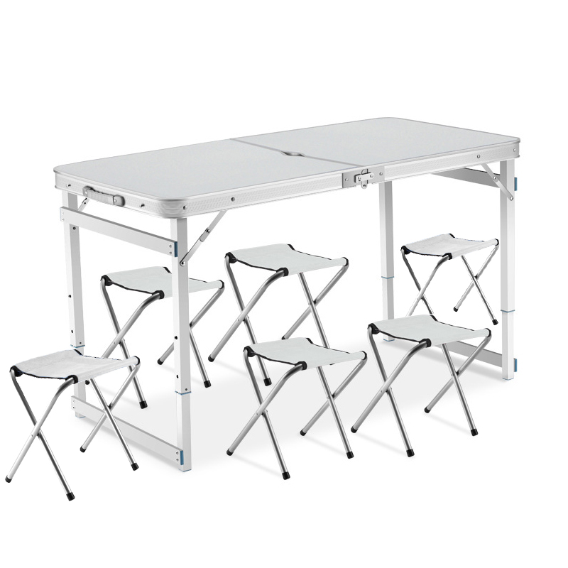 三极 TP5523  便携式户外桌椅   桌120*60*53/62/70cm  椅29*30*35cm（6椅) 白色