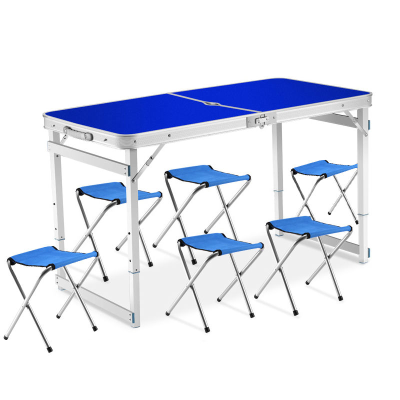 三极 TP5523  便携式户外桌椅   桌120*60*53/62/70cm  椅29*30*35cm（6椅) 蓝色