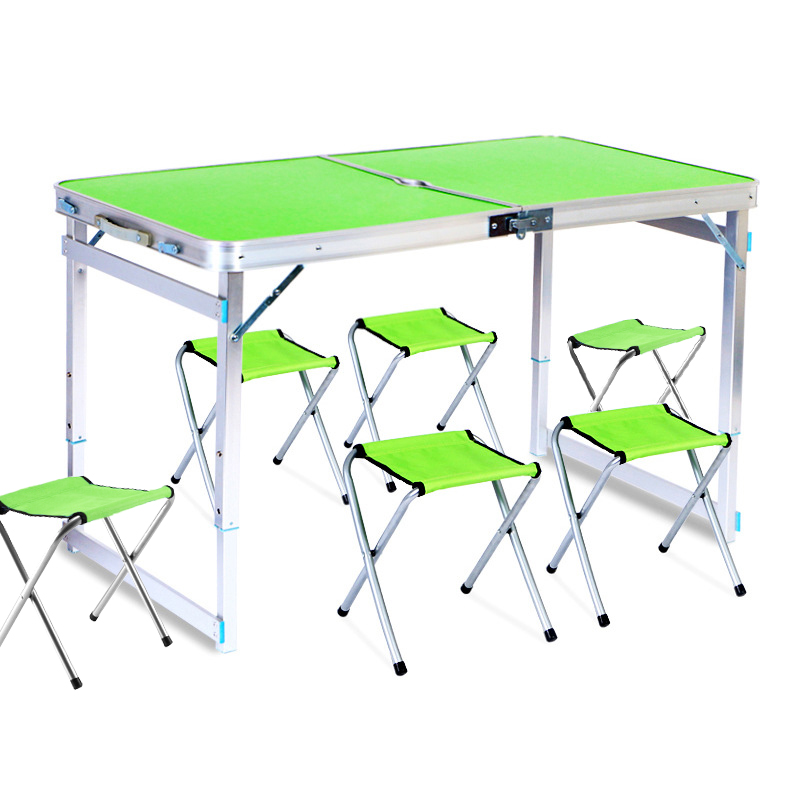 三极 TP5523  便携式户外桌椅   桌120*60*53/62/70cm  椅29*30*35cm（6椅) 绿色