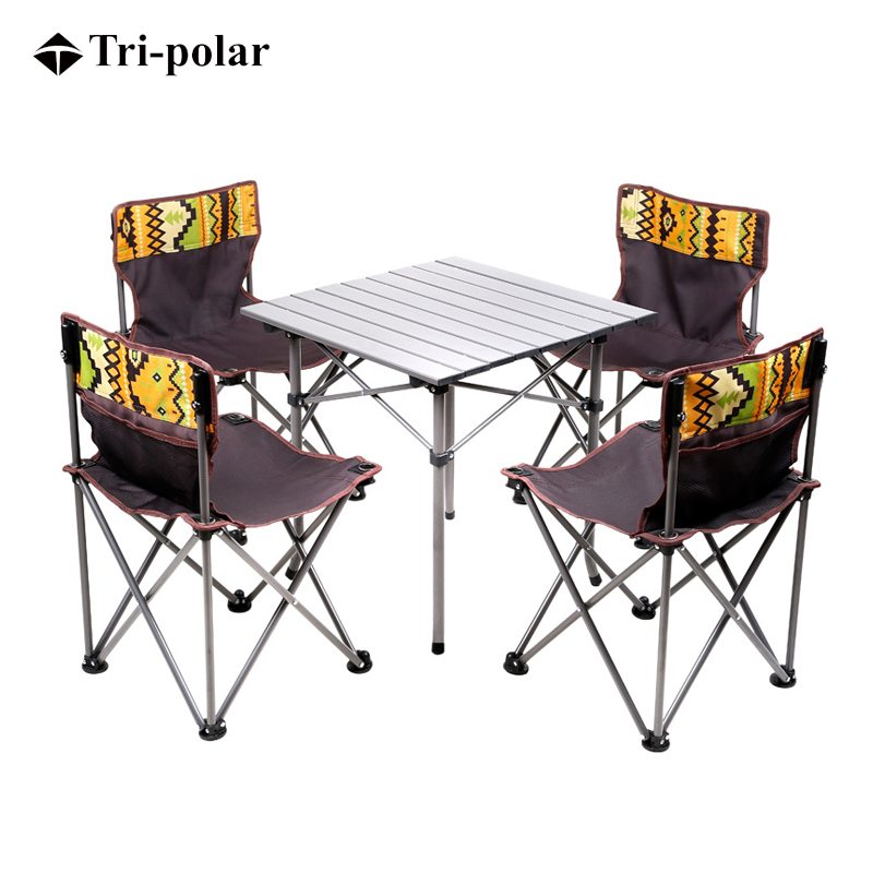 三极 TP8806户外折叠桌椅套装    桌52*52*50cm；椅38*38*61.5cm 咖啡色
