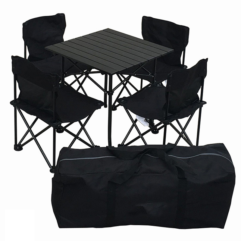 三极 TP8807户外折叠桌椅套装  桌子:53*53cm  椅子:37*37cm 桌子面料:铝合金，椅子材质:600牛津布 黑色