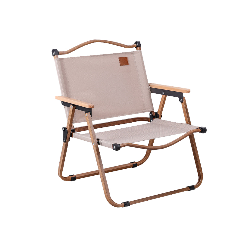 三极 TP8872   户外露营便携椅 木纹转印卡其色中号52*43*63cm