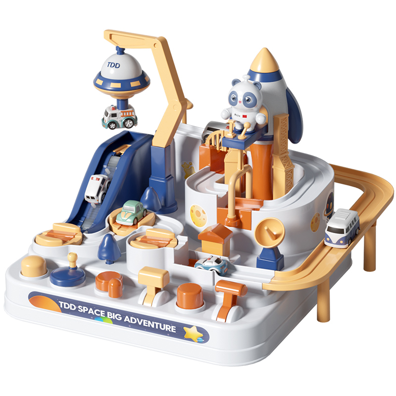 婴侍卫  太空汽车闯关大冒险（4车+起重机+磁吸飞碟+宇航员） （小汽车款式随机）