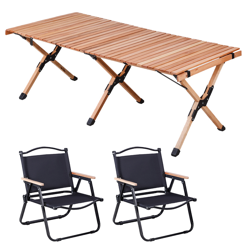 三极 TP8872   户外露营便携桌椅 一桌两椅 黑钢管中号椅子  黑色