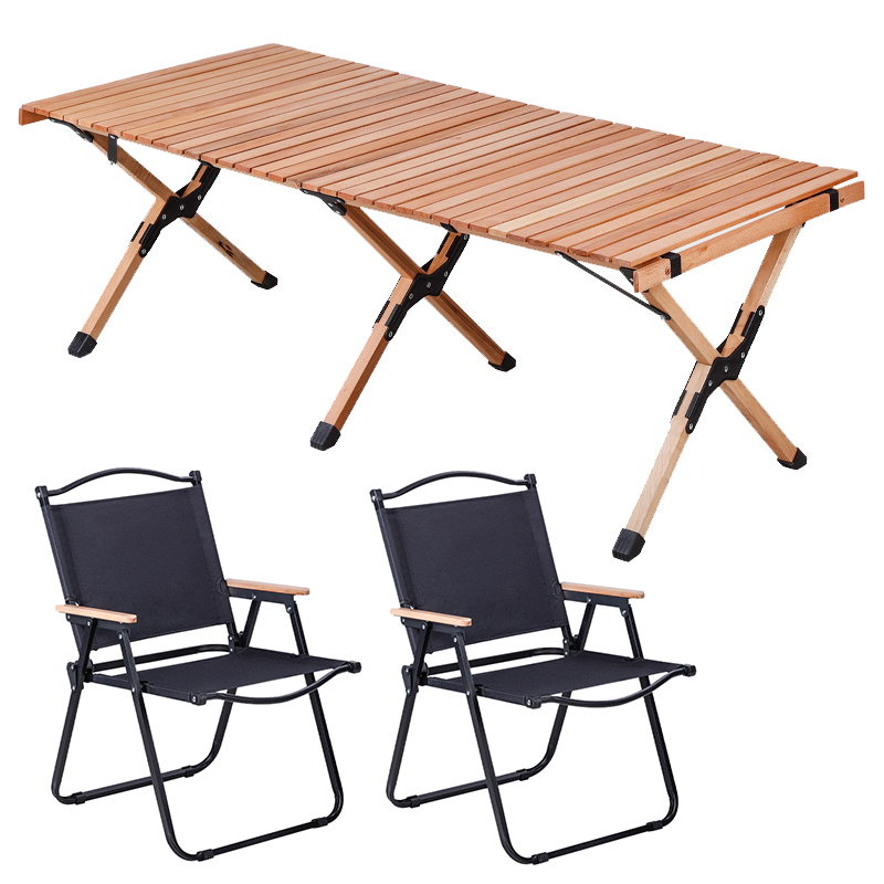 三极 TP8872   户外露营便携桌椅 一桌两椅 黑钢管大号椅子  黑色