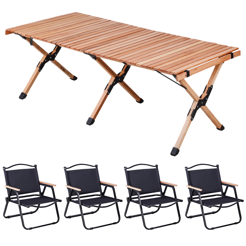 三极 TP8872   户外露营便携桌椅  一桌四椅 黑钢管中号椅子  黑色