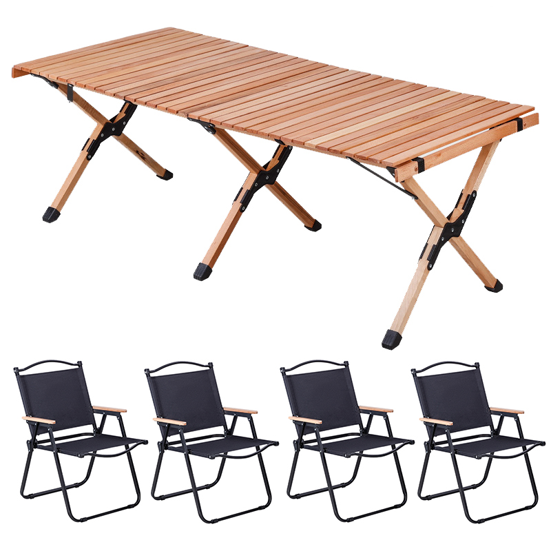 三极 TP8872   户外露营便携桌椅  一桌四椅 黑钢管大号椅子  黑色