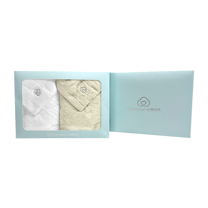 全棉时代成人双面毛圈毛巾（2条盒装）云朵系列 随机