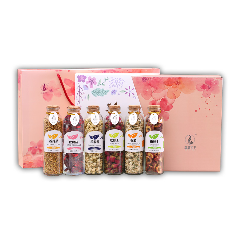 正道和丰花茶六件套（瓶装） ZDF-010 粉色