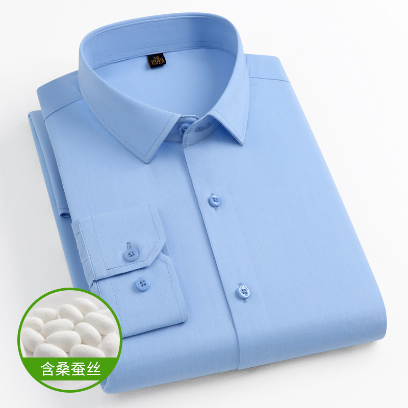 丰讯含桑蚕丝男士春秋长袖衬衫YTMPS2307（单位：件） 蓝色 190