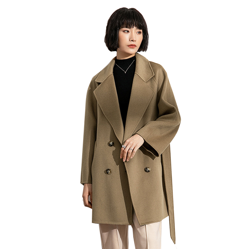 丰讯纯羊毛女士双面绒中长款毛呢大衣YTMDG22109（单位：件） 蒂森驼 XS