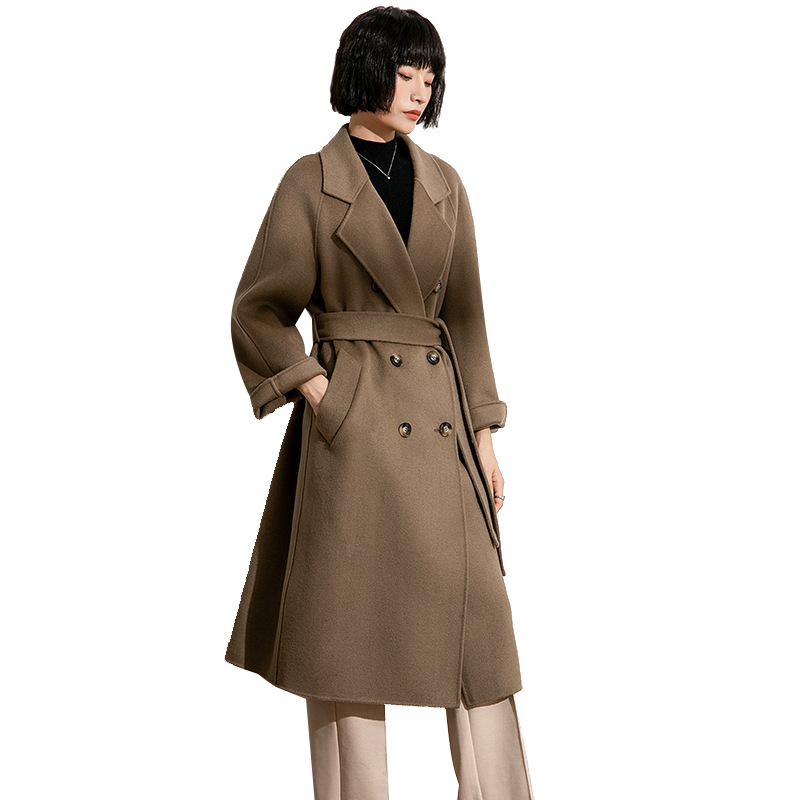 丰讯纯羊毛女款双面呢大衣YTMDG23108（单位：件） 亚麻色 M