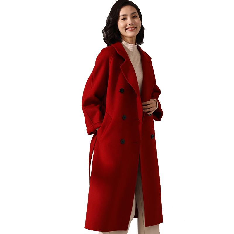 丰讯纯羊毛女款双面呢大衣YTMDG23108（单位：件） 法国红 M