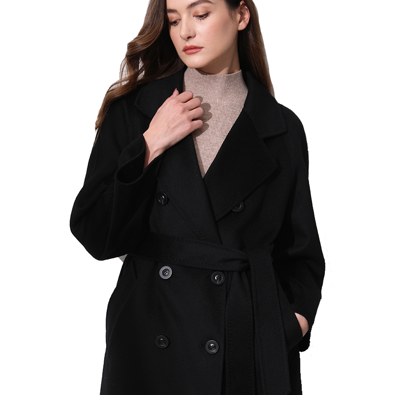 丰讯纯羊毛女款双面呢大衣YTMDG23108（单位：件） 黑色 M