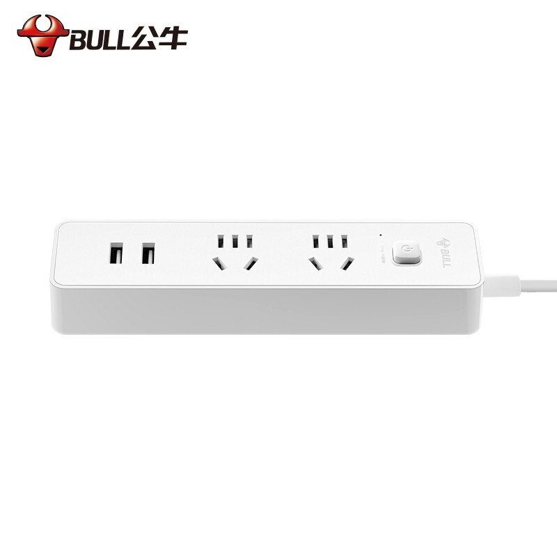 公牛（BULL） GNV-UUA122（新） 单控二联插座 带USB 1.5米 白色 (单位:个) 白色