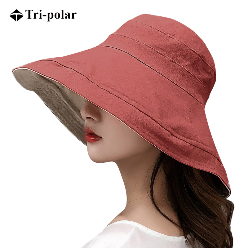 三极 TP6379   双面拼色大沿渔夫帽     头围54-58cm 焦糖色