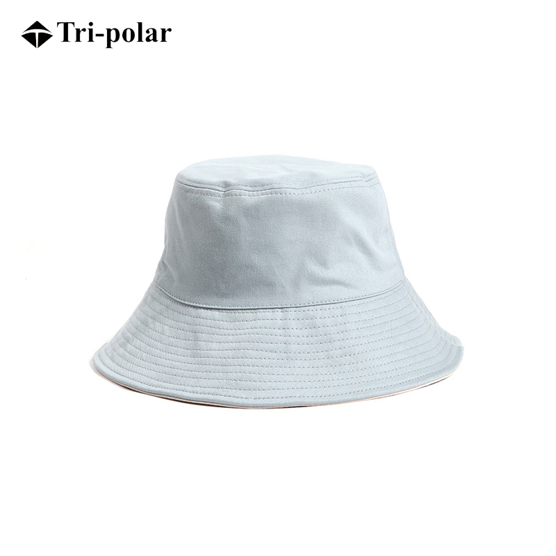 三极 TP6380   双面拼色大沿渔夫帽     头围56-58cm 蓝色