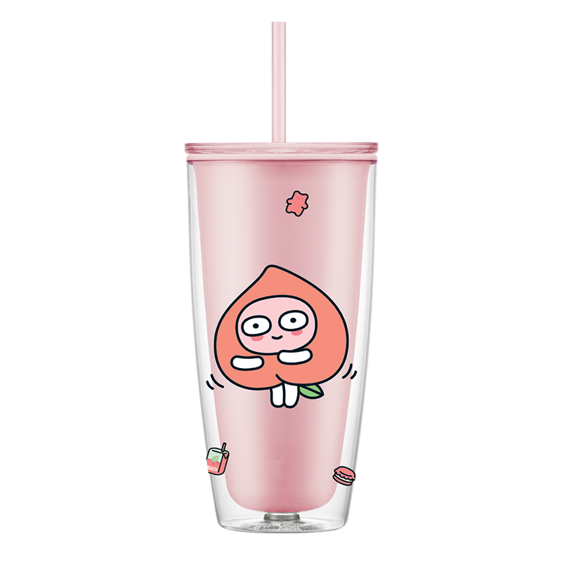 乐扣乐扣（LOCK&LOCK)KAKAO 双层简约杯HAP507(750ml) 粉色